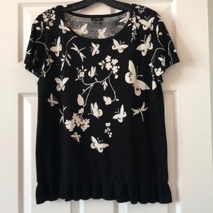 Talbots short sleeve ruffle hem sweater top